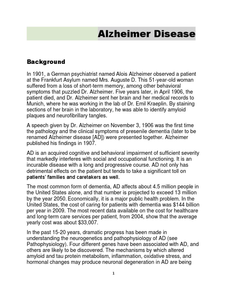 Alzheimer Disease Eng | PDF | Alzheimer's Disease | Dementia