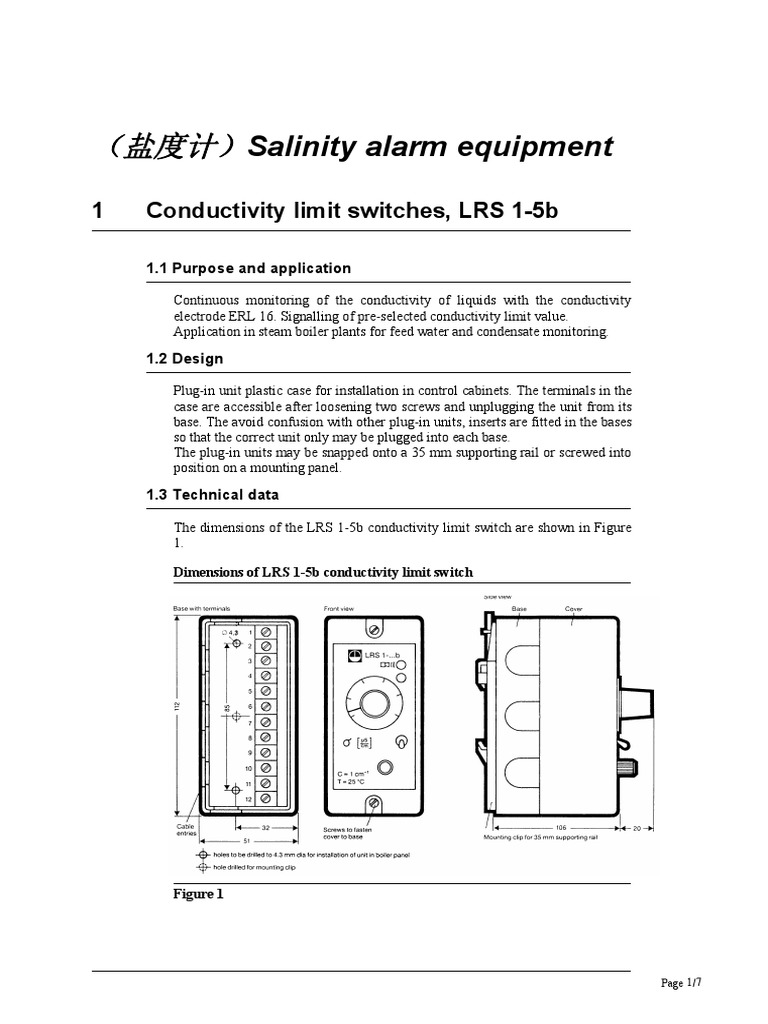 Salinity Alarm Equipment For Ship Boiler Pdf Electrical Connector