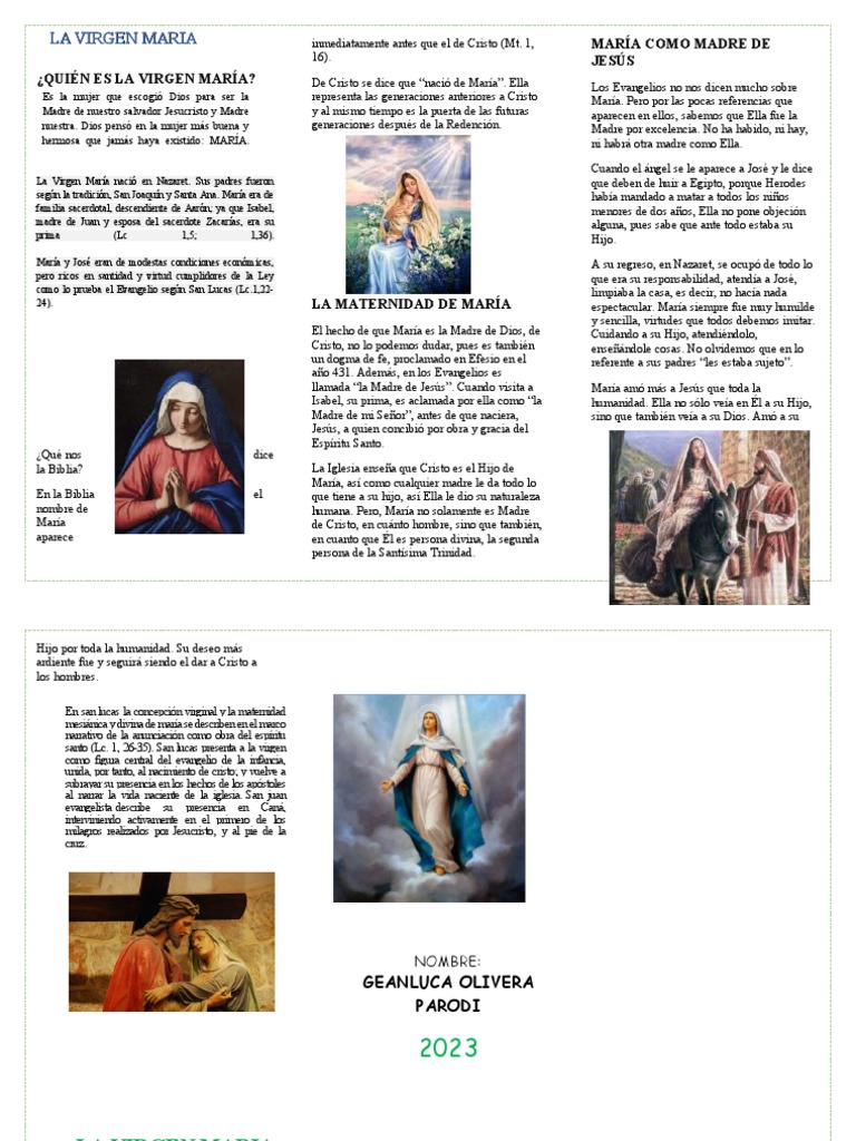 TRIPTICO VIRGEN MARÍA | PDF | María, madre de Jesús | Jesús
