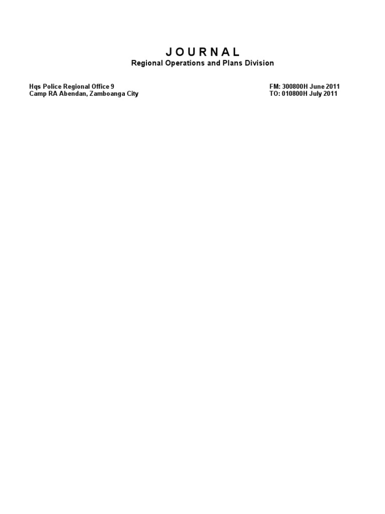 Journal: Regional Operations and Plans Division | PDF | Philippines