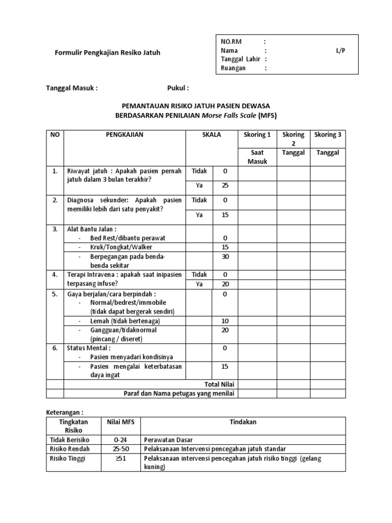 5 3 5 1 Formulir Pengkajian Resiko Jatuh Pdf