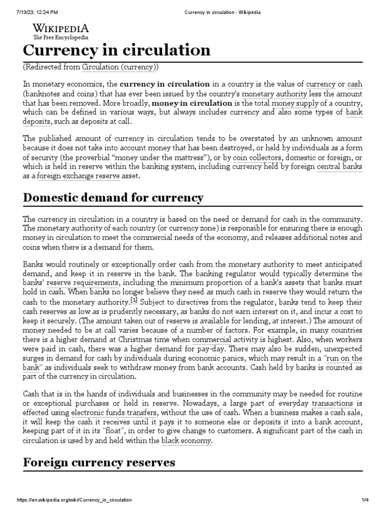 Currency in Circulation | PDF | Money | Cash