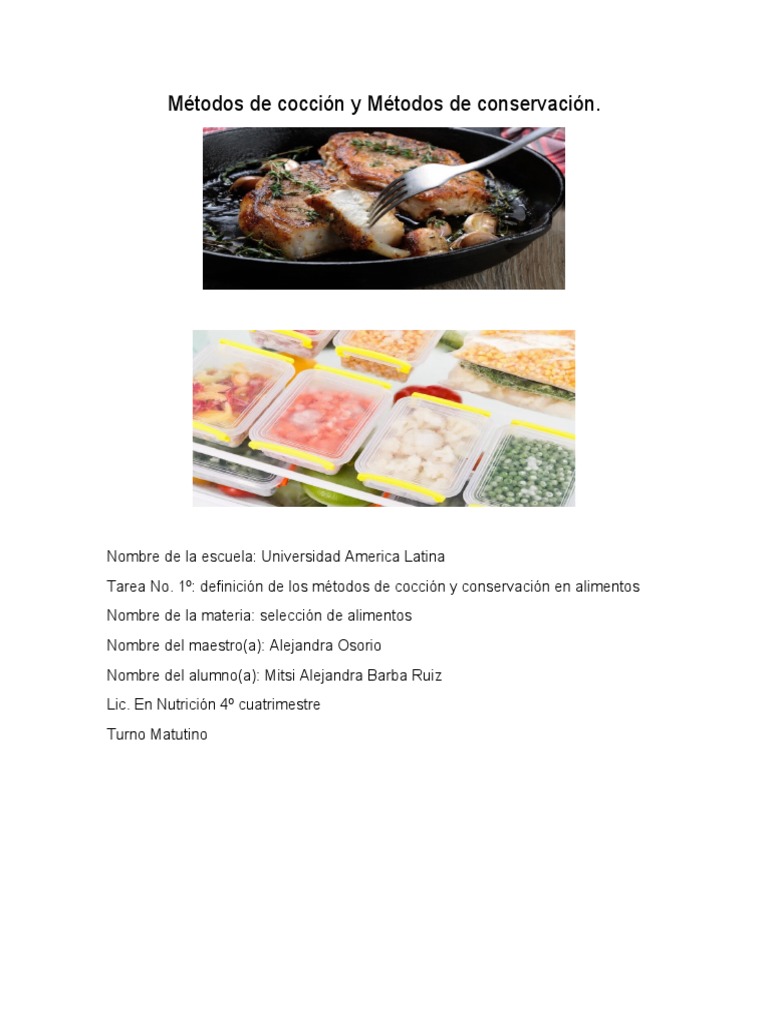 Métodos de Cocción y Conservación de Alimentos | PDF | Cocinando ...