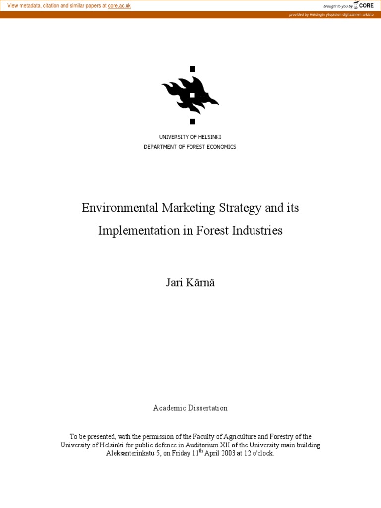 Environmental Marketing Strategy and Its | PDF