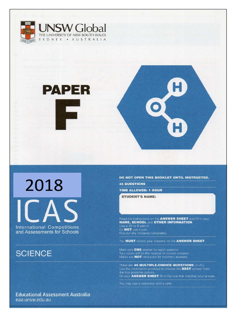 2018 ICAS Science F Exam Answers | PDF | Science & Mathematics ...