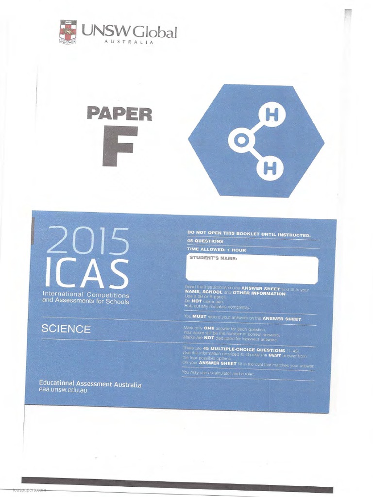 ICAS Science F 2015 Answer Key | PDF | Business
