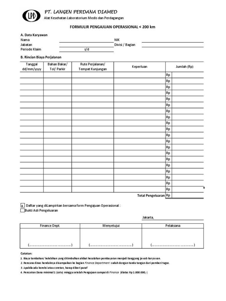 Form pengajuan operasional pdf