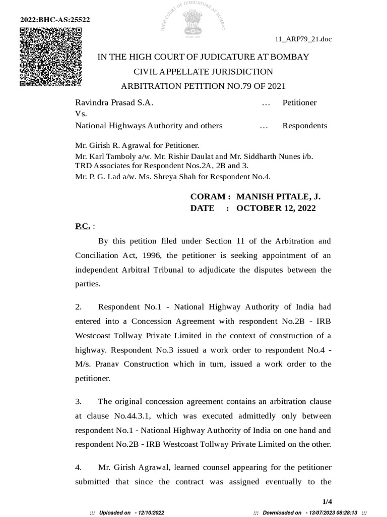 Bombay High Court PDF Arbitration Public Law