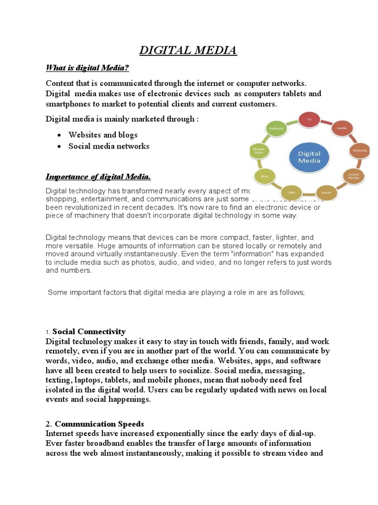 Importance of Digital Media PDF Media