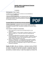 Relatorio Da Formação Sobre A Impressora Kyocera Ecosys M6230cdin