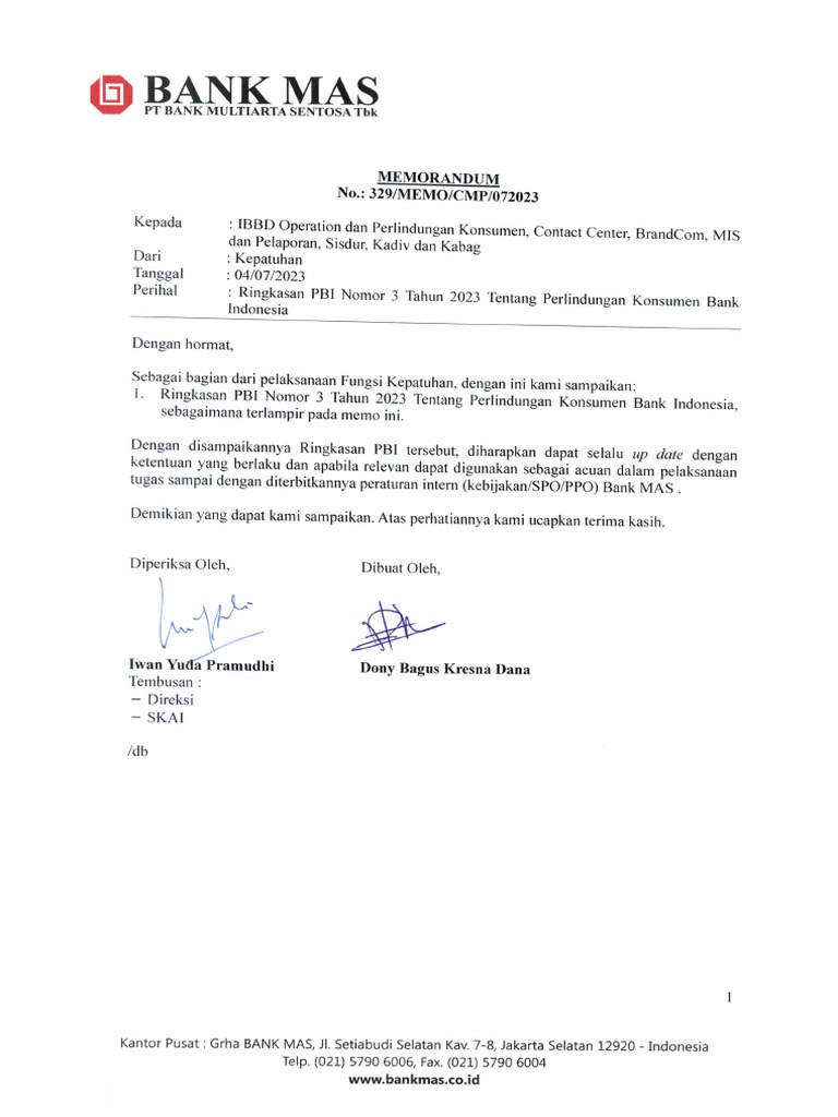 329.072023 - POJK 3 2023 - Perlindungan Konsumen Bank Indonesia | PDF