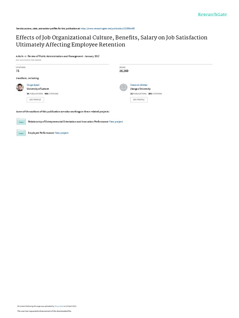 Impact of Working Environment On Job Satisfaction | PDF | Employee ...