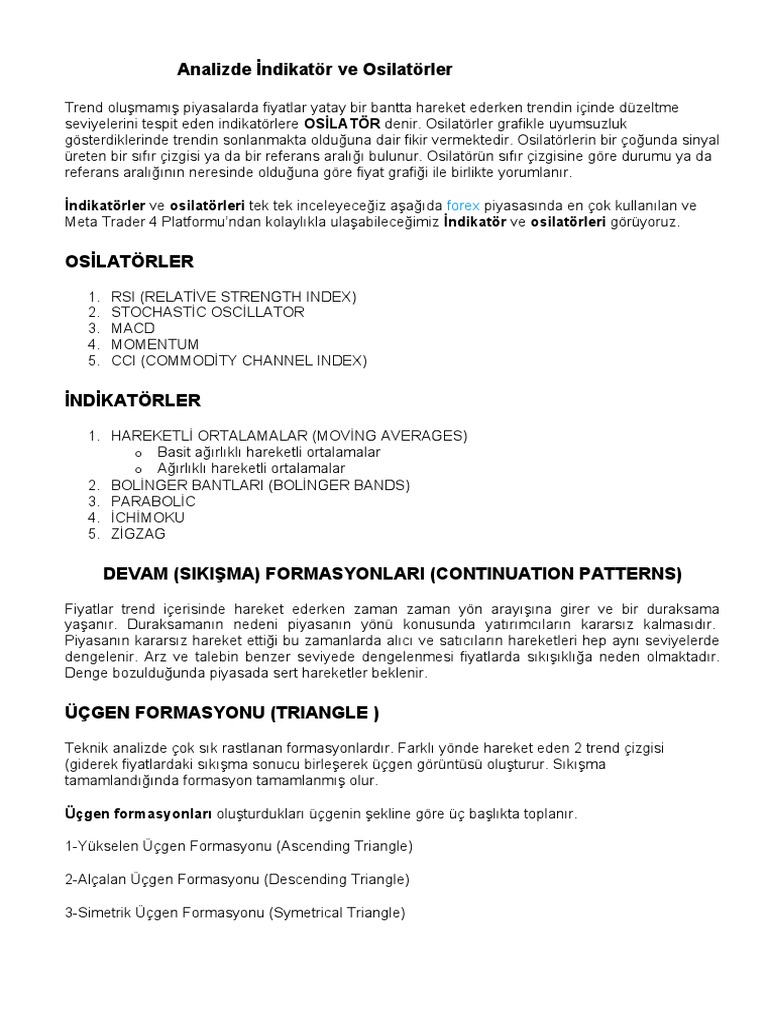 Teknik Analizde İndikatör Ve Osilatörler Pdf