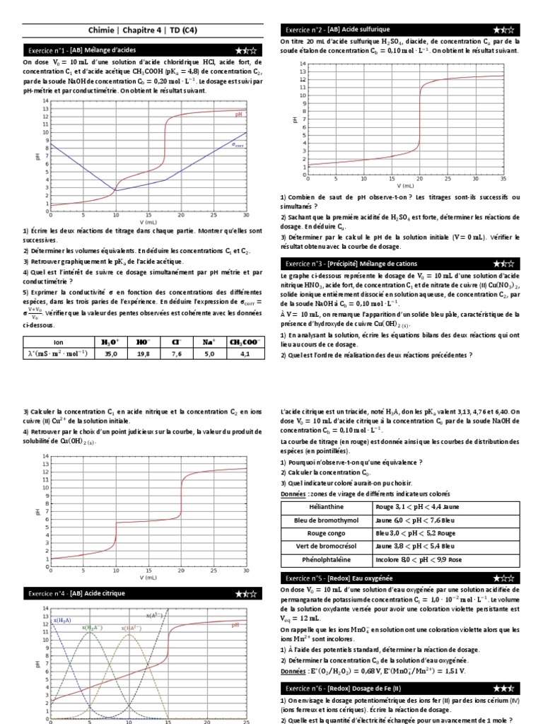Dosage acido-basique et redox en chimie | PDF | Acide | Chimie