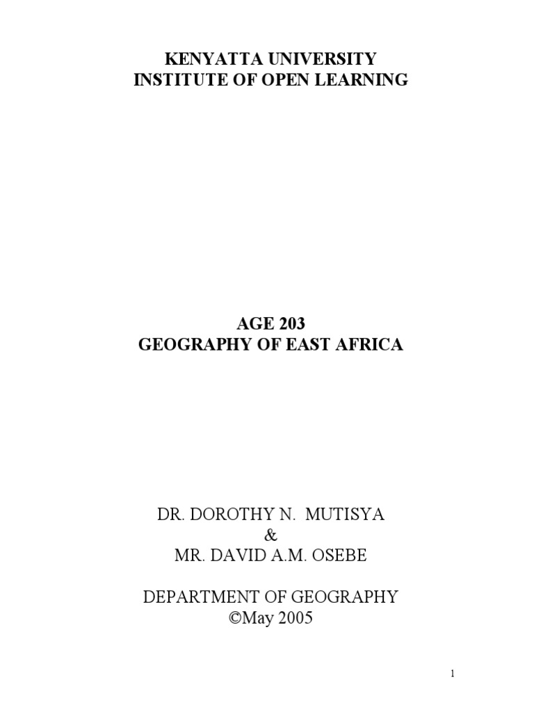 BHU 2110 Geography of East Africa PDF East Africa Sedimentary Rock