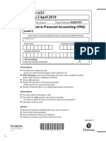 LCCI Level 4 Certificate in Financial Accounting VQR ASE20101 April 2019