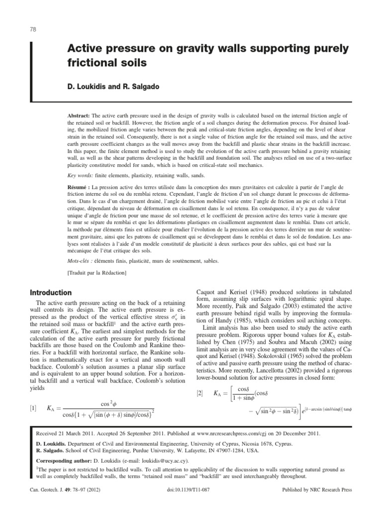 Finite Element Analysis of Earth Pressure on Gravity Walls | PDF ...