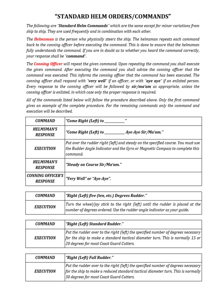 Standard Helm Orders PDF Shipping