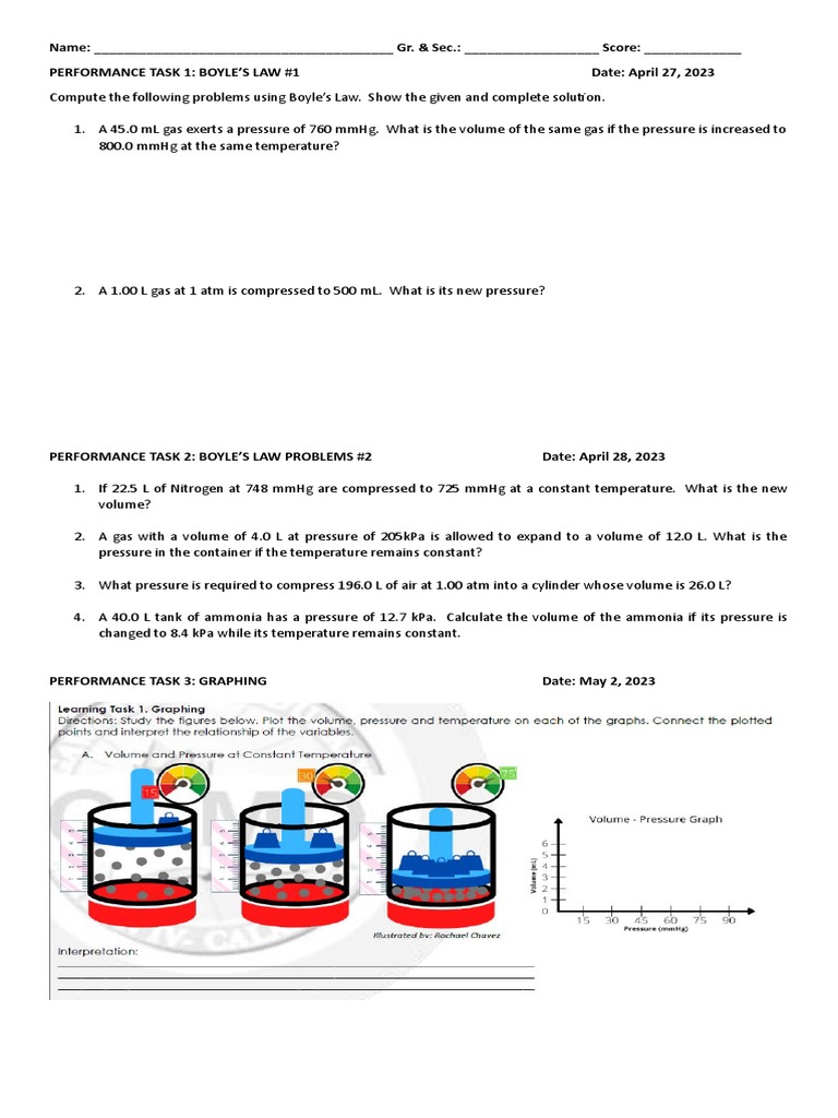 Boyle's Law Problem Set and Solutions | PDF | Gases | Carbohydrates