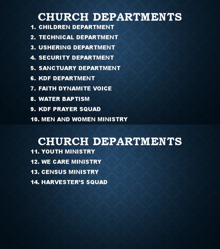 Church Departments | PDF