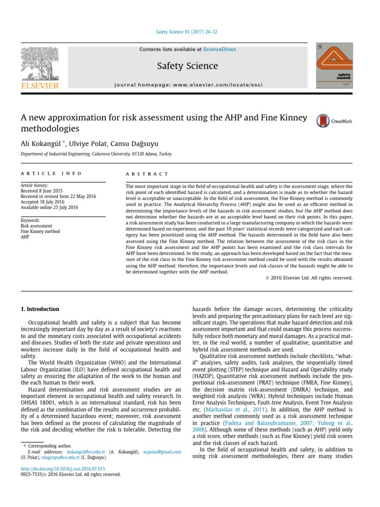 AHP and Fine Kinney Risk Assessment Method | PDF | Risk | Risk Assessment