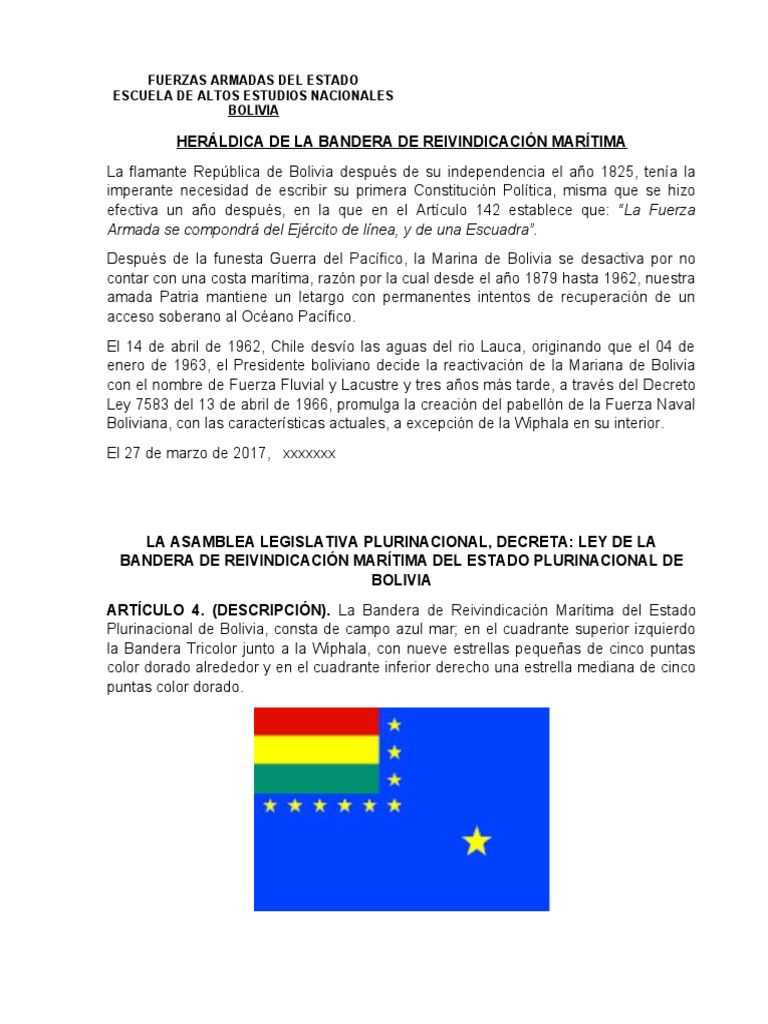 Bandera De Reinvindicacion Maritima Pdf Bolivia América Del Sur