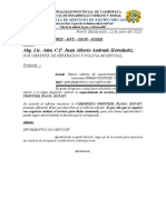 CARTA #314 - 2023 - MPT - GDUR - SGSEM Remito Informe de Requerimiento de Servicio para Camioneta NISSAN FRONTIER, PLACA EGY-837.