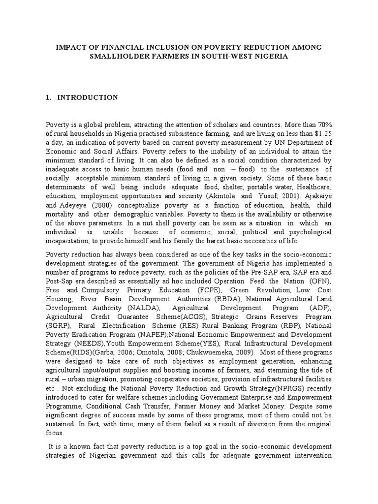 Impact of Financial Inclusion On Poverty Reduction Among | PDF ...