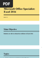 MOS - Excel 2016 - Session 1 & 2 - Hand Out XX