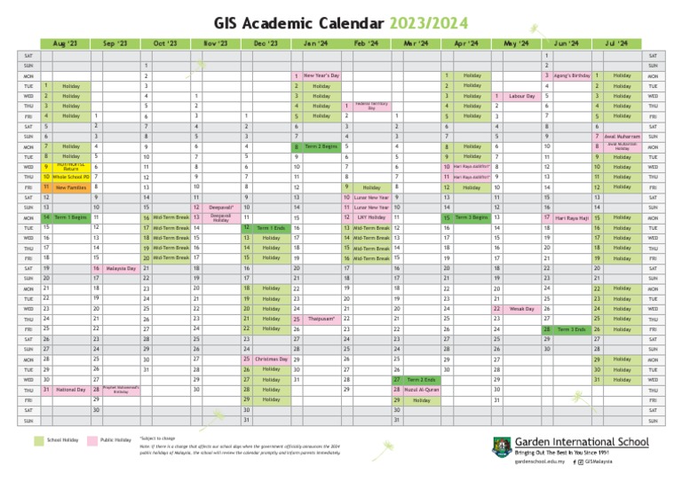 GIS Calendar 2023 2024 FA | PDF | Traditions | Secular Holidays