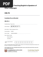 CELTA 5 - Stage 2 Progress Sheet