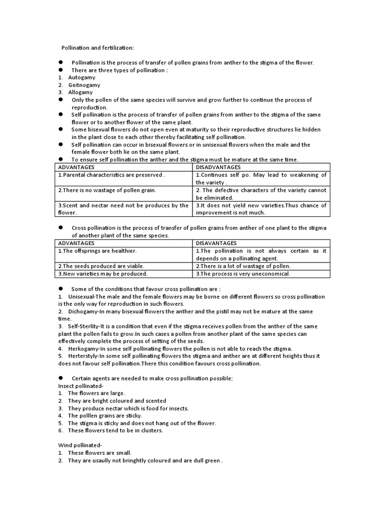 Understanding Pollination Types and Processes | PDF | Flowers | Pollination