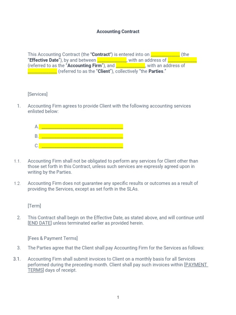 Accounting Services Contract Template | PDF | Legal Liability | Breach ...