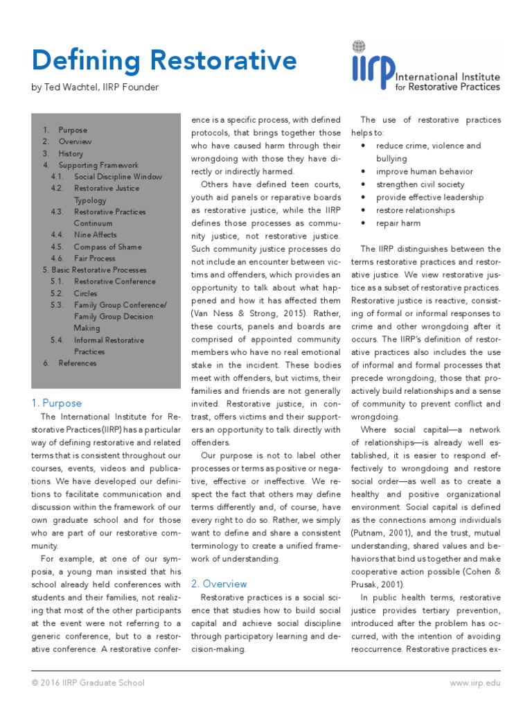Understanding Restorative Practices | PDF | Restorative Justice ...