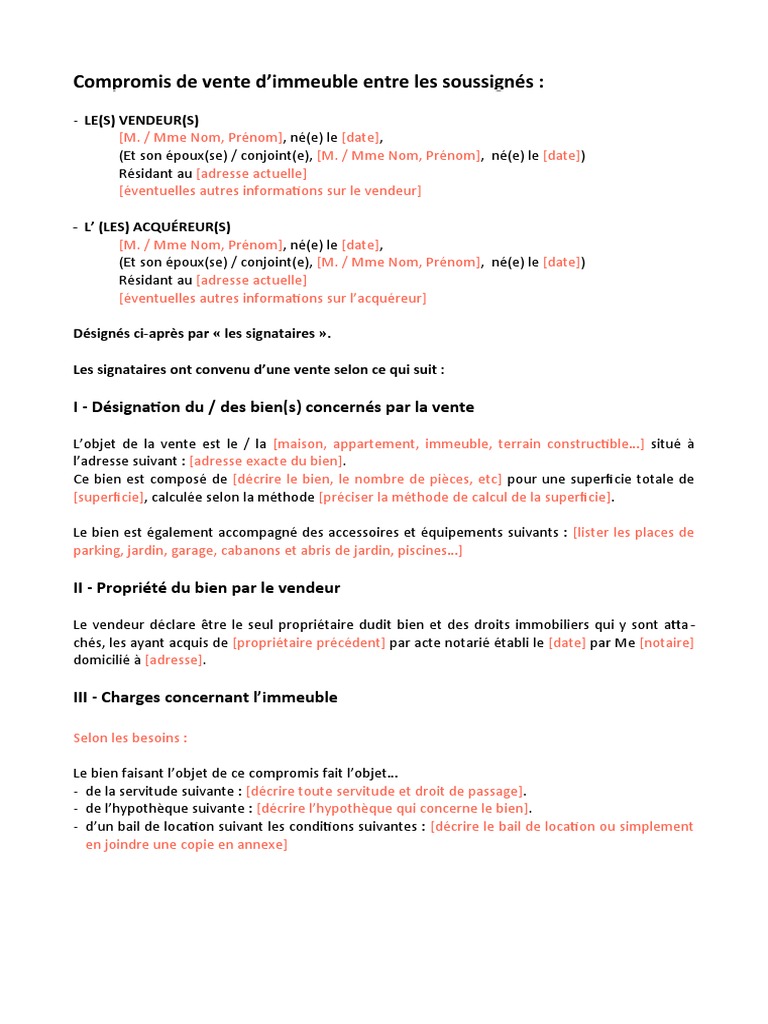 Modèle de compromis de vente en Belgique | PDF | Sodles