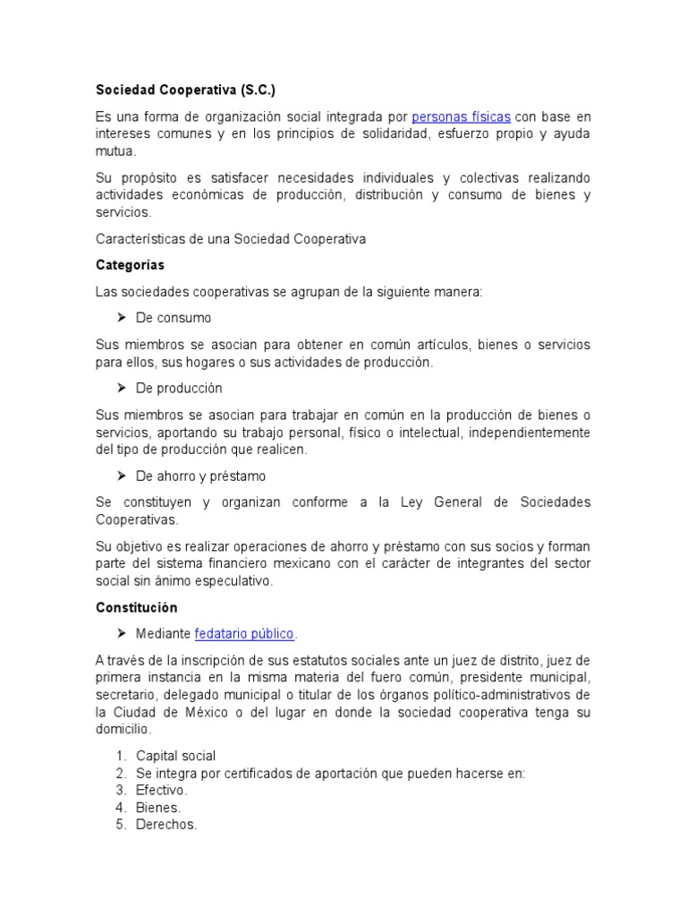 Constitución de Sociedades Cooperativas | PDF | Cooperativa | Sociedad