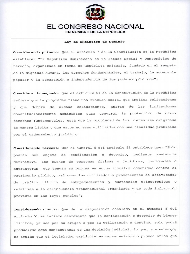 Ley de Extinción de Dominio | PDF | Propiedad | Mandato