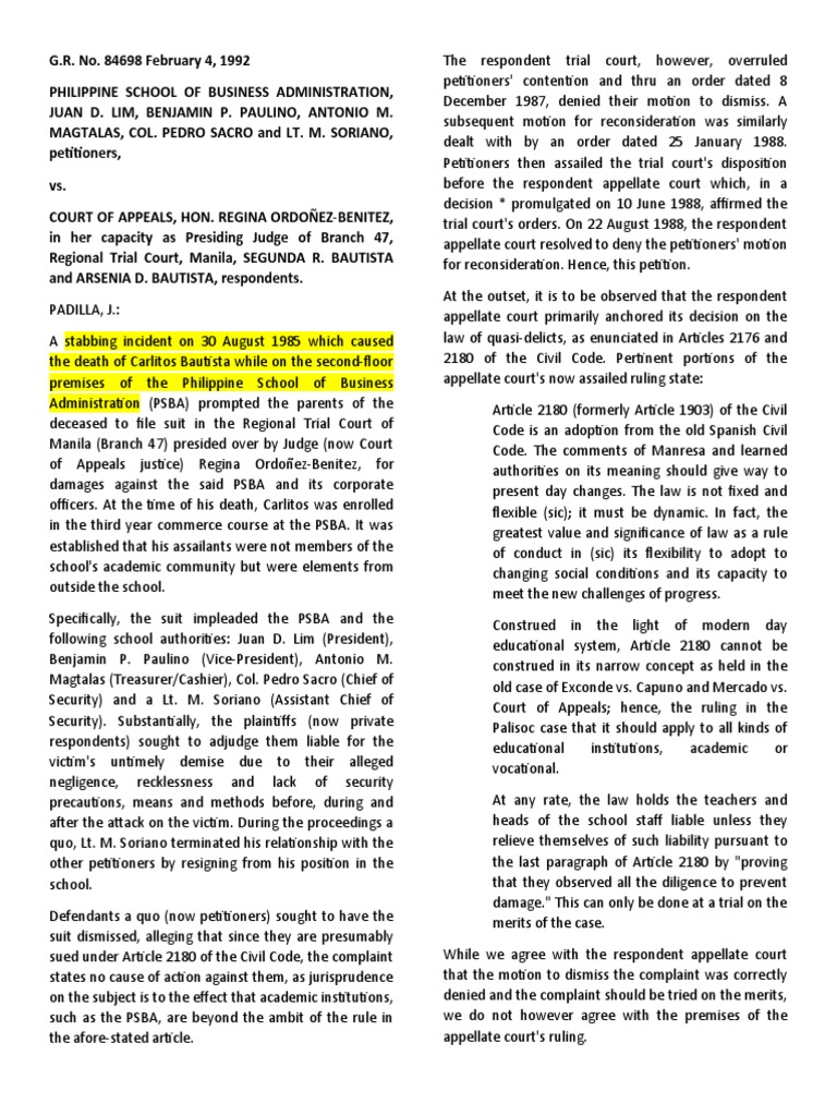 PSBA vs. Court of Appeals Ruling | PDF | Negligence | Legal Liability