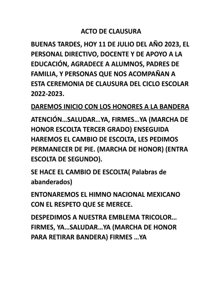 Acto de Clausura | PDF | Salud y bienestar