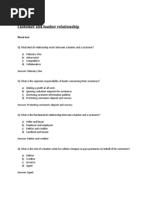 Customer and Banker Relationship MCQ