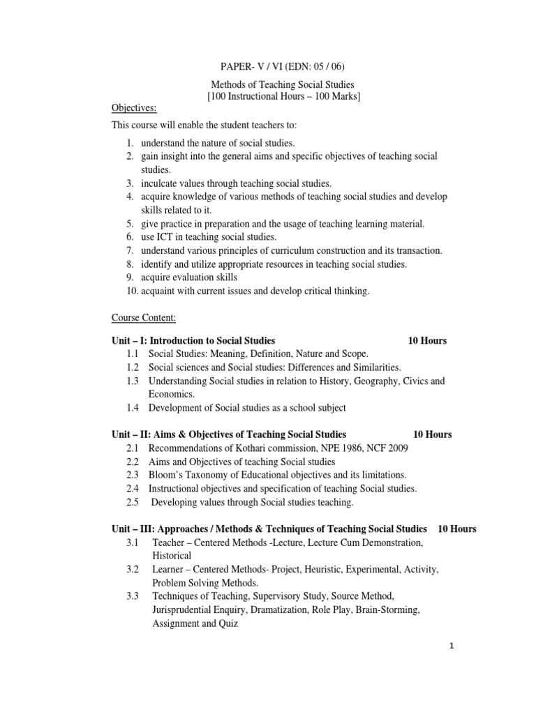 Teaching Methods for Social Studies | PDF | Curriculum | Science