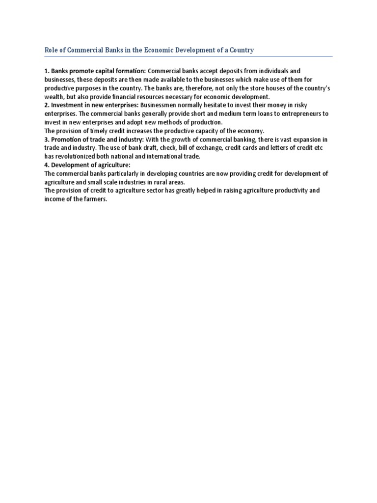 Impact of Commercial Banks on Economic Growth | PDF