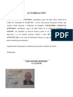 Autorización Solicitud de Fe de Bautismo Documentos