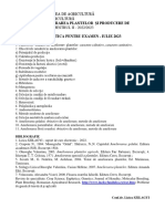 Tematică Disciplina Ameliorarea Plantelor Și Producere de Sămânță, An III, 2020
