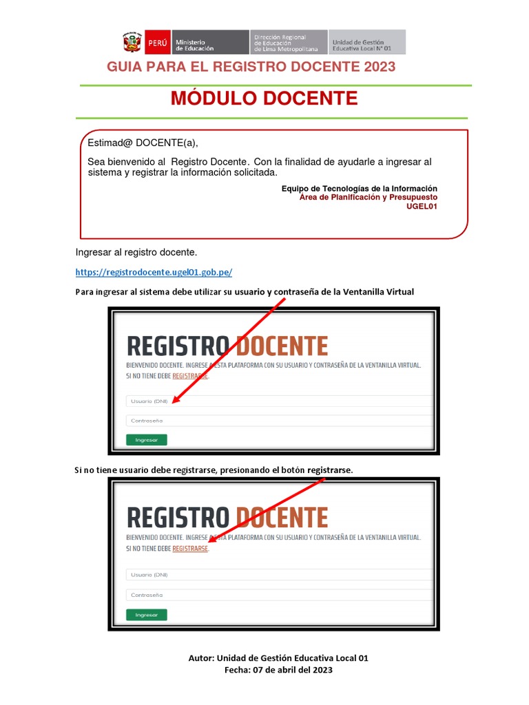 Guía de Registro Docente 2023 | PDF | Negocios
