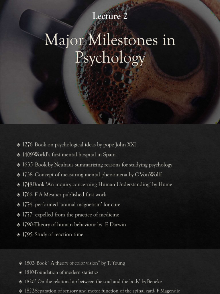 Major Milestones in Psychology PDF