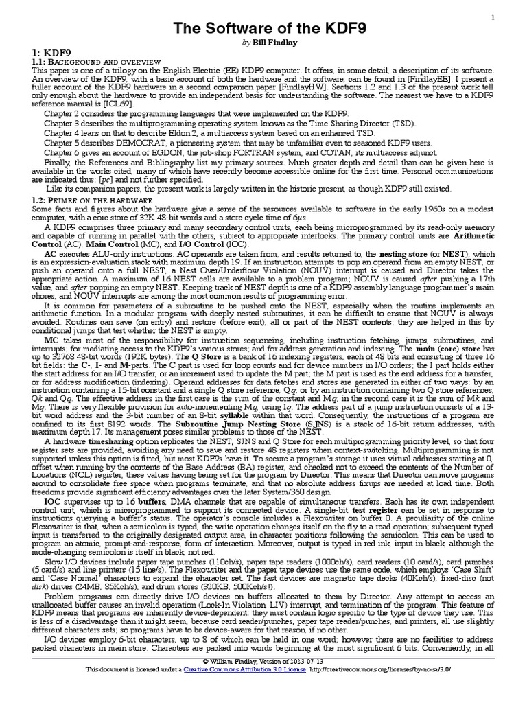 The Software of The KDF9 PDF Assembly Language Control Flow