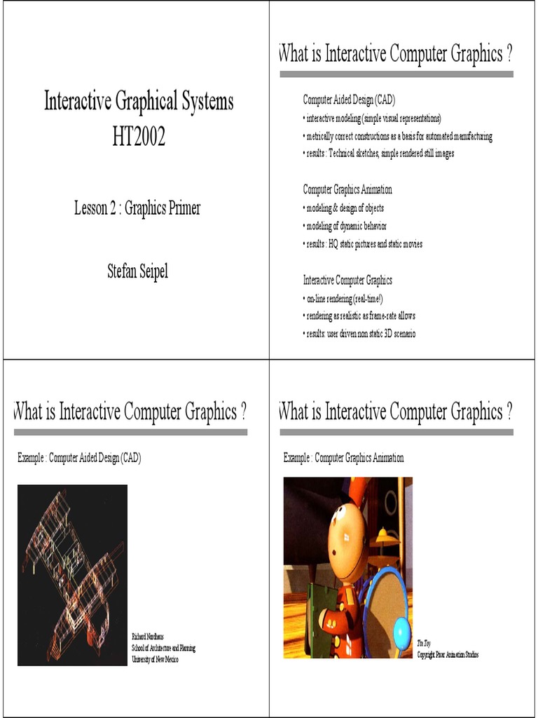 Interactive Graphical Systems HT2002 What Is Interactive Computer