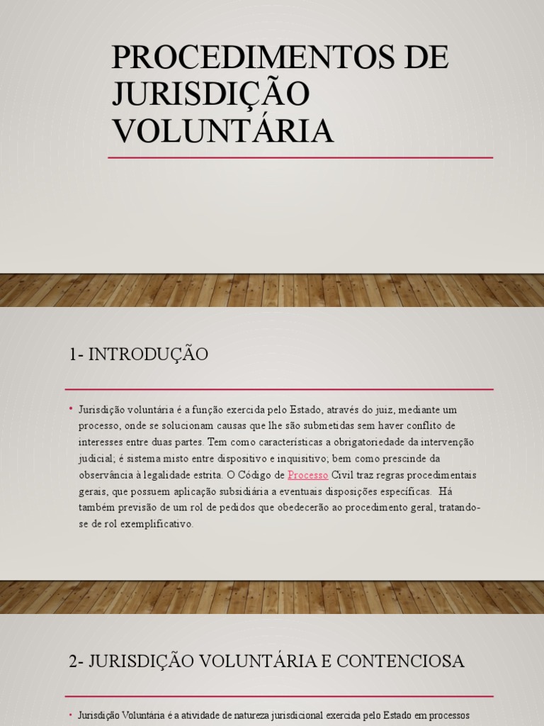Procedimentos de Jurisdição Voluntária | PDF | Jurisdição | Sentença ...
