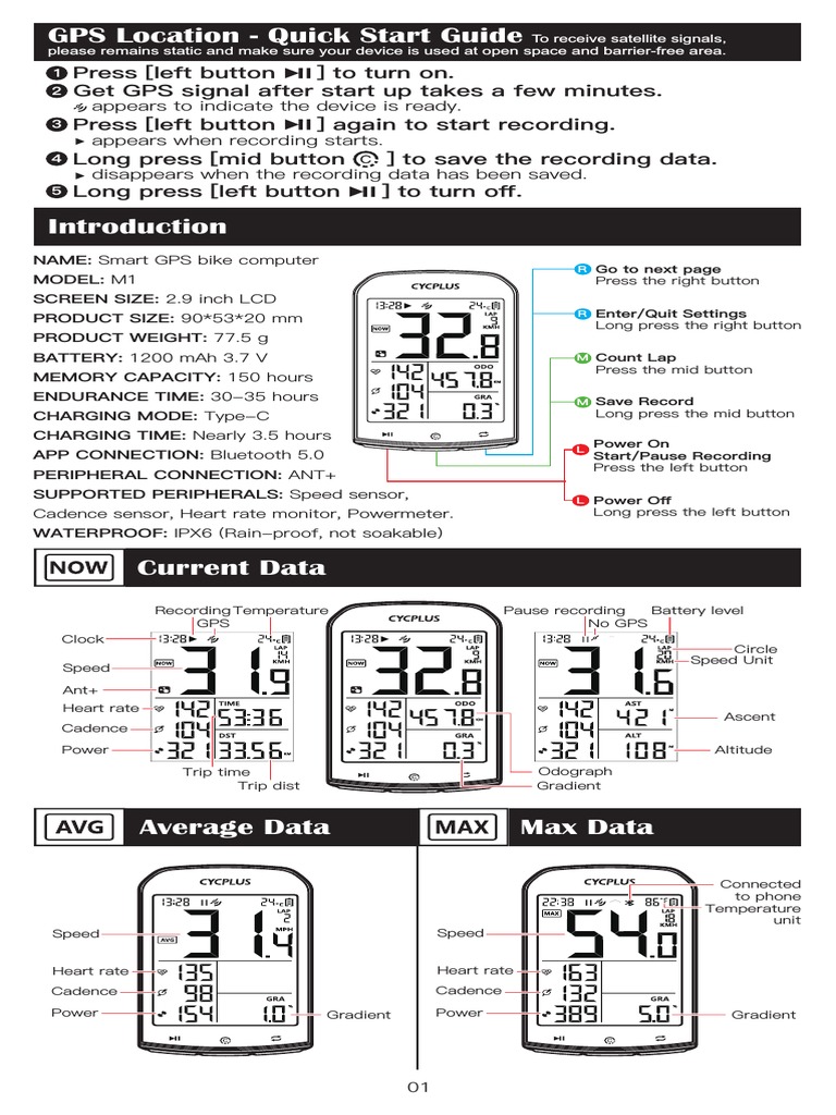 CYCPLUS M1 Manuals PDF Global Positioning System Mobile App